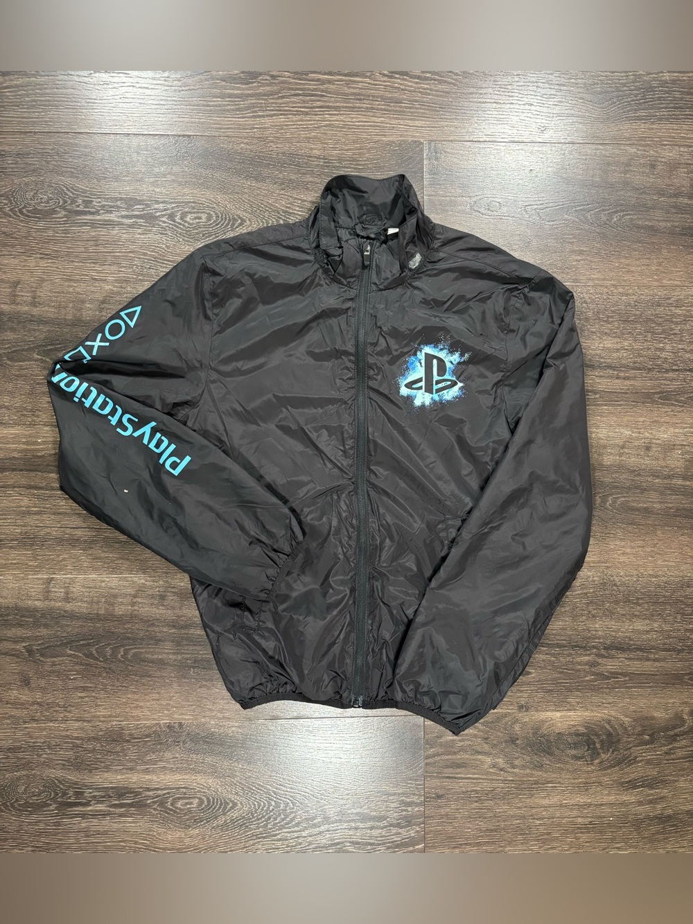 Boys XL Black Windbreaker with Teal PlayStation Logos